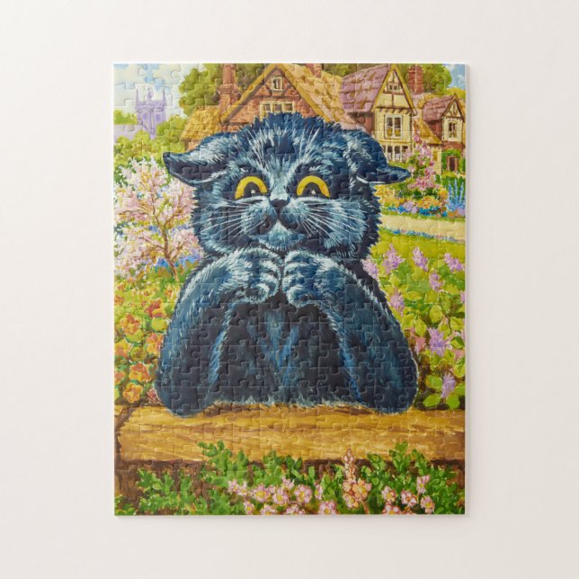 Puzzle Gato negro en un jardín de Louis Wain (Vertical)