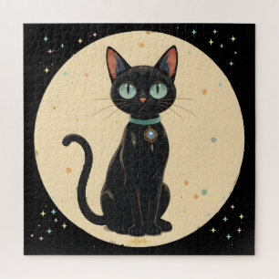 Puzzle Gato negro futurista atómico Luna