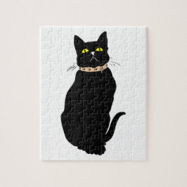 Puzzle Gato negro, ilustracion animal