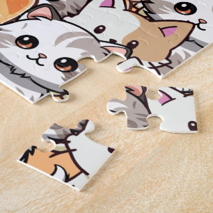 Puzzle Gato negro lindo en gatos naranjas mascota Patrón 