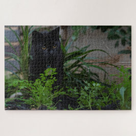 Puzzle Gato negro oculto en las plantas, 1014 piezas