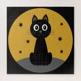 Puzzle Gato negro sentado viendo las estrellas