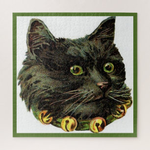 Puzzle Gato negro victoriano con collar de campana