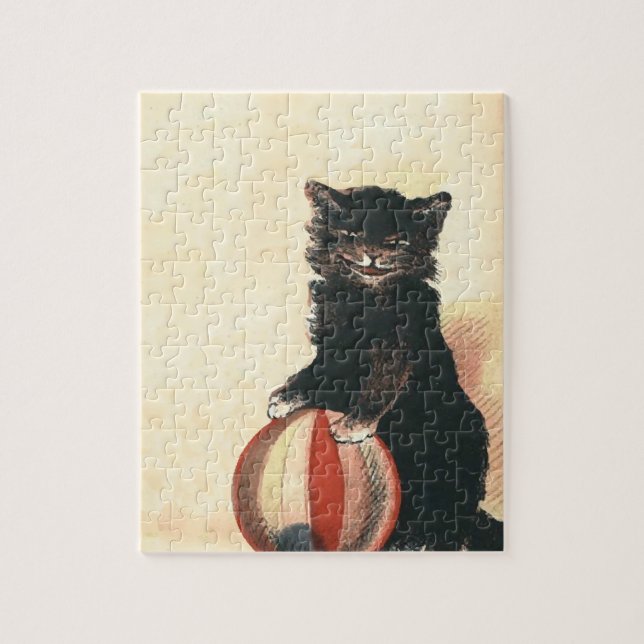 Puzzle Gato negro Vintage HALLOWEEN (Vertical)