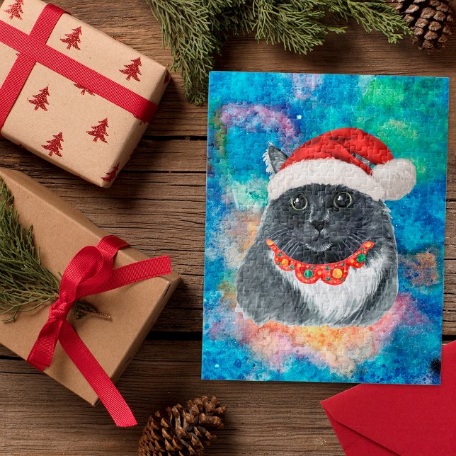 Puzzle Gato negro y blanco regalos de Navidad (Subido por el creador)