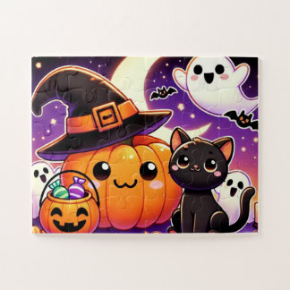 Puzzle Gato negro y calabaza
