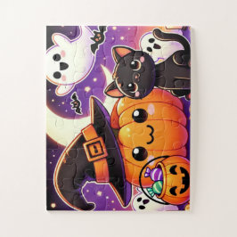 Puzzle Gato negro y calabaza
