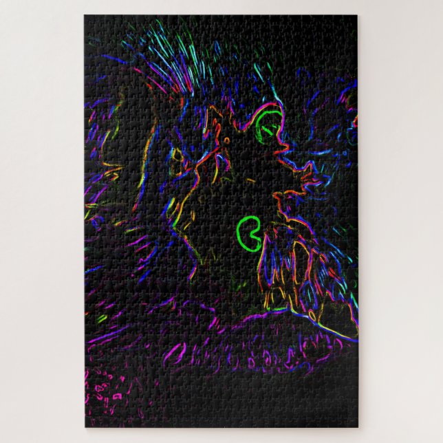 Puzzle Gato Neon Glow (Vertical)
