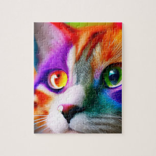 Puzzle Gato Pequeño Colorido De Colores De Arcoíris, Gato