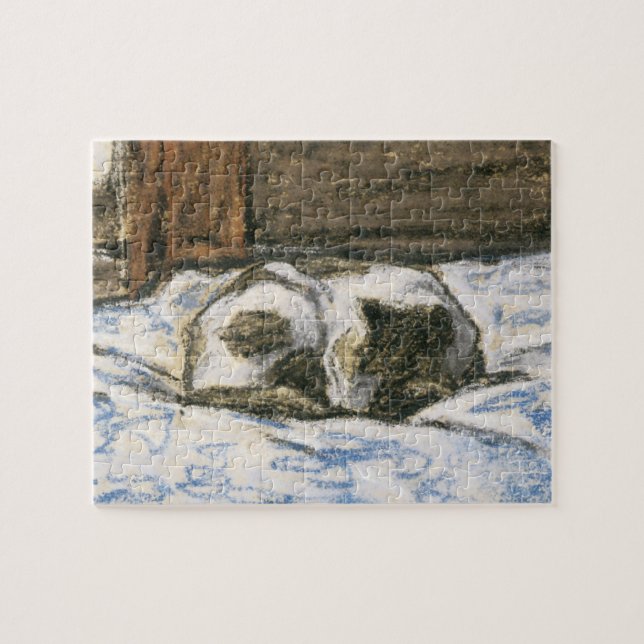 Puzzle Gato que duerme en una cama de Claude Monet (Horizontal)