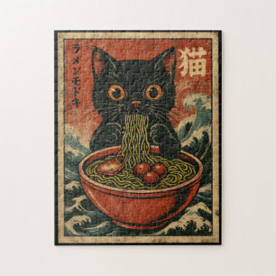Puzzle Gato Ramen japonés gracioso gráfico Kawaii Cat Ani