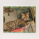 Puzzle Gato Reina Luna Bengala como Art Deco<br><div class="desc">Puedes enamorarte de la reina Luna, el impresionante gato bengalí, mirando a su audiencia, en un ambiente Art Deco apropiado. Tamaño: Disponible en 16x20 y 520 piezas y más pequeño. Fabricado con cartón resistente, montado sobre una tabla de aglomerado e impreso a todo color. ¡Regala un puzzle personalizado con el...</div>