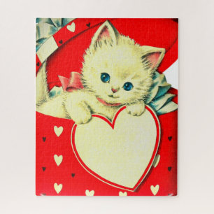 Puzzle Gato retro Kitty Corazón de Corazón