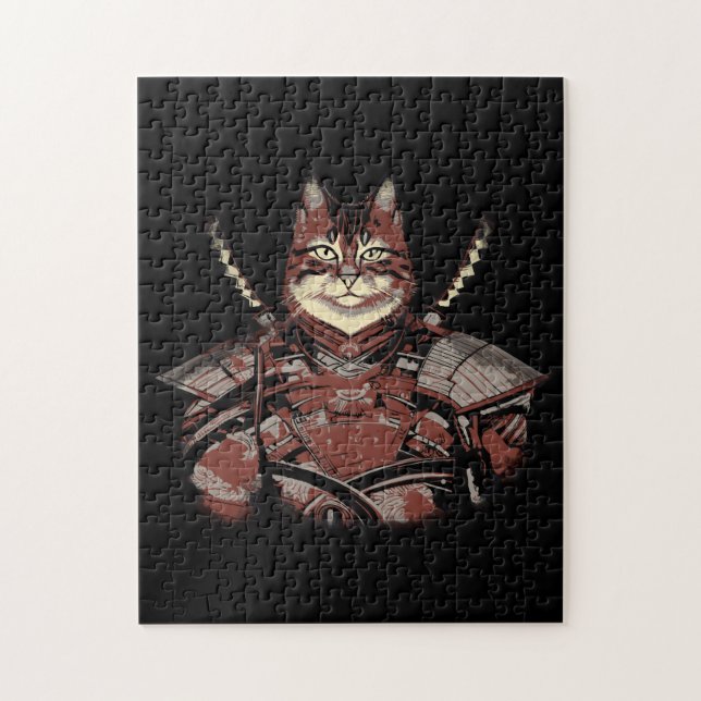 Puzzle Gato Samurai Guerrero Japonés (Vertical)