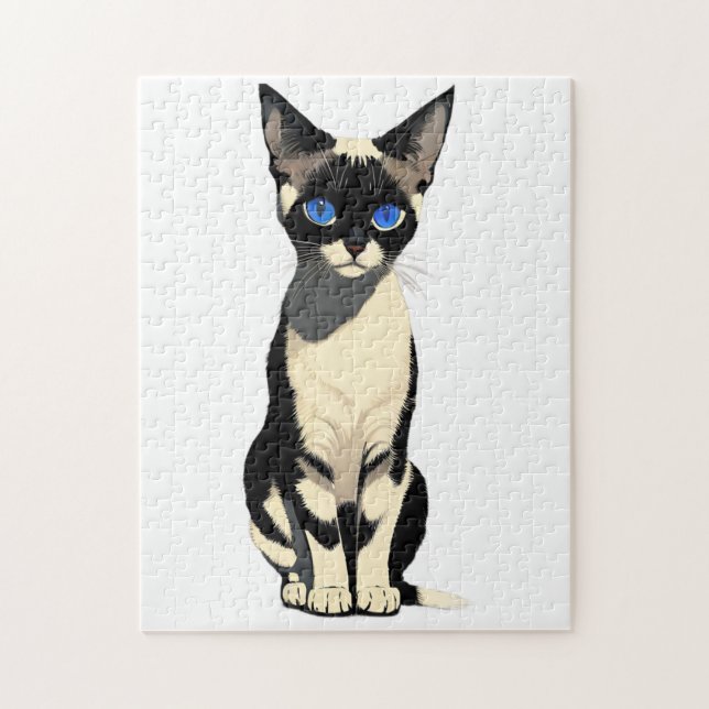 Puzzle Gato siamés Art Blue Eyed Cat Lover (Vertical)