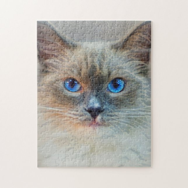 Puzzle Gato Siamés Con Ojos Azules (Vertical)