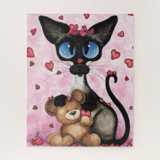 Puzzle Gato siamés día de San Valentín de Bihrle
