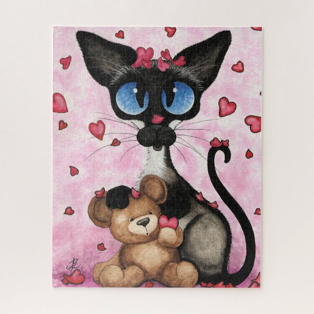 Puzzle Gato siamés día de San Valentín de Bihrle (Vertical)