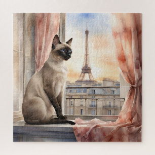 Puzzle Gato siamés relajándose en la ventana parisina