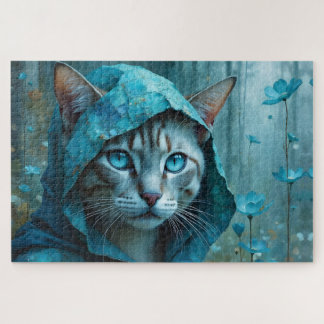 Puzzle Gato siamés renacentista en azul turquesa