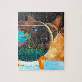 Puzzle Gato siamés y peces Betta