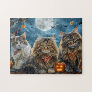 Puzzle Gato Siberiano Halloween Espeluznante