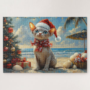 Puzzle Gato Sphynx Navidad Vintage Playa