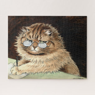 Puzzle Gato trabajando con gafas de Louis Wain