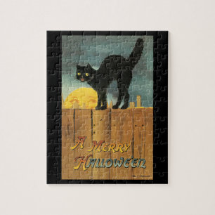 Puzzle Gato vintage alegre de Halloween por Ellen Clapsad