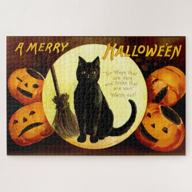 Puzzle Gato vintage de Halloween (Horizontal)