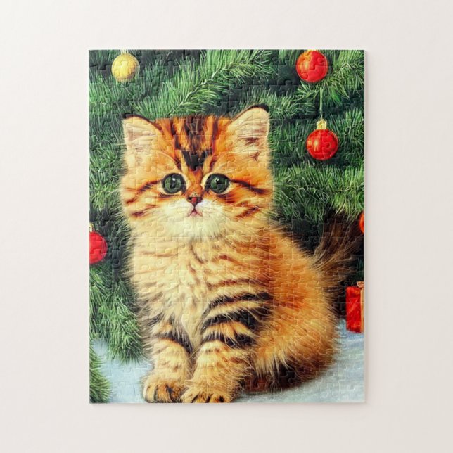 Puzzle Gato vintage de Navidad (Vertical)