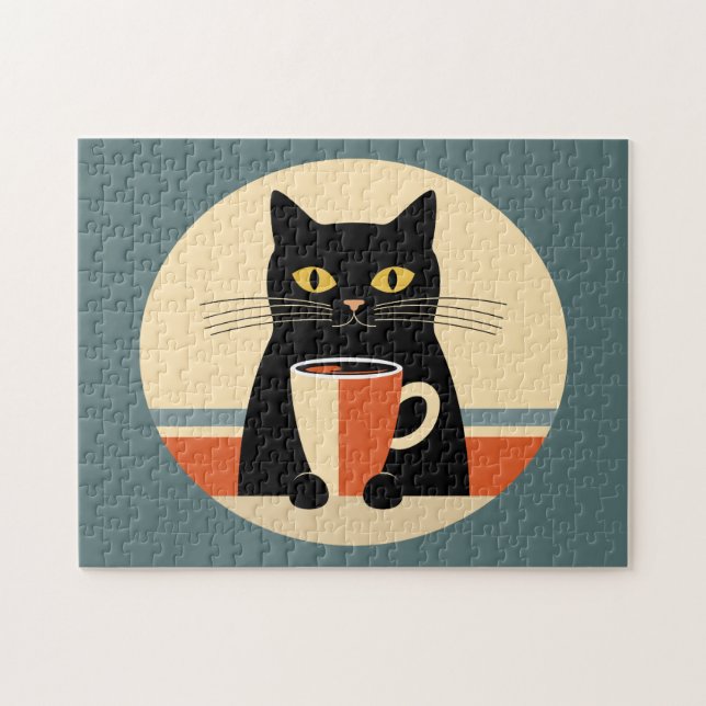 Puzzle Gato Vintage y Café (Horizontal)