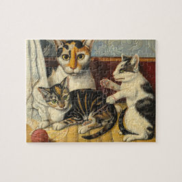 Puzzle Gato Y Gatitos Estadounidenses Siglo Xix