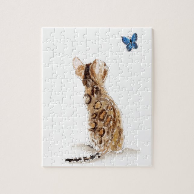 Puzzle Gato y mariposa de Bengala (Vertical)