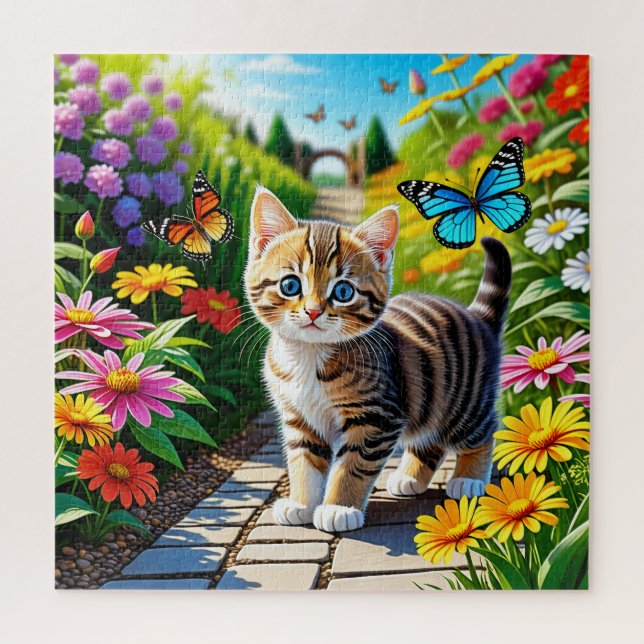 Puzzle Gato y mariposas (Vertical)