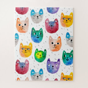 Puzzle Gatos a la acuarela y amigos