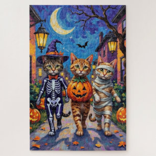 Puzzle Gatos abisinios pidiendo dulces en disfraces de Ha
