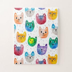 Puzzle Gatos acuarela y amigos