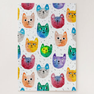 Puzzle Gatos acuarela y amigos