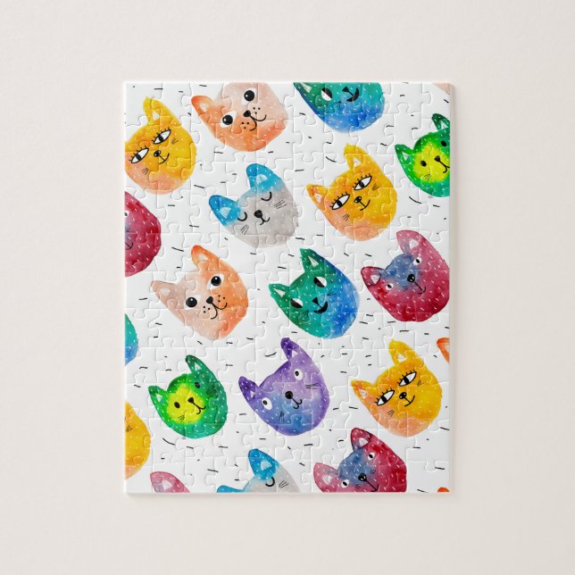 Puzzle Gatos acuarelas y amigos (Vertical)