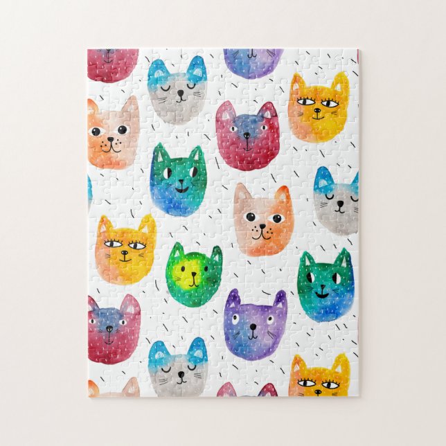 Puzzle Gatos acuarelas y amigos (Vertical)