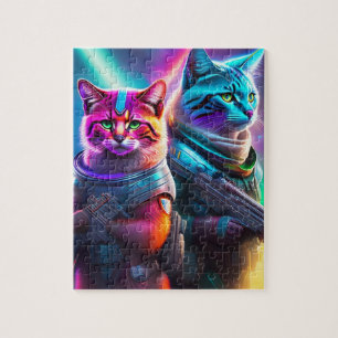 Puzzle Gatos astronautas de guerreros de ciencia ficción 