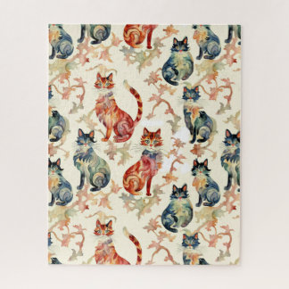 Puzzle Gatos con un patrón de acuarela chino