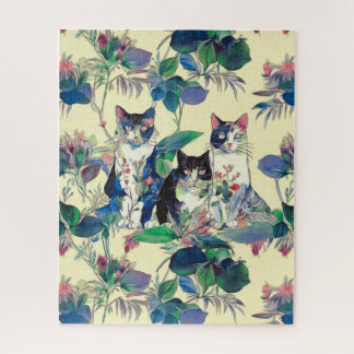 Puzzle Gatos de acuarela en un jardín