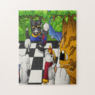 Puzzle Gatos de ajedrez en el parque