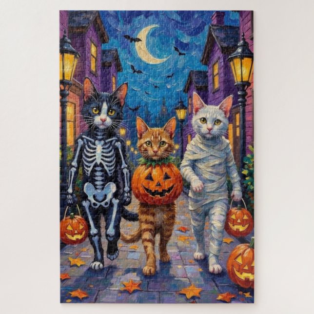 Puzzle Gatos De Angora Turcos En Disfraces De Halloween (Vertical)