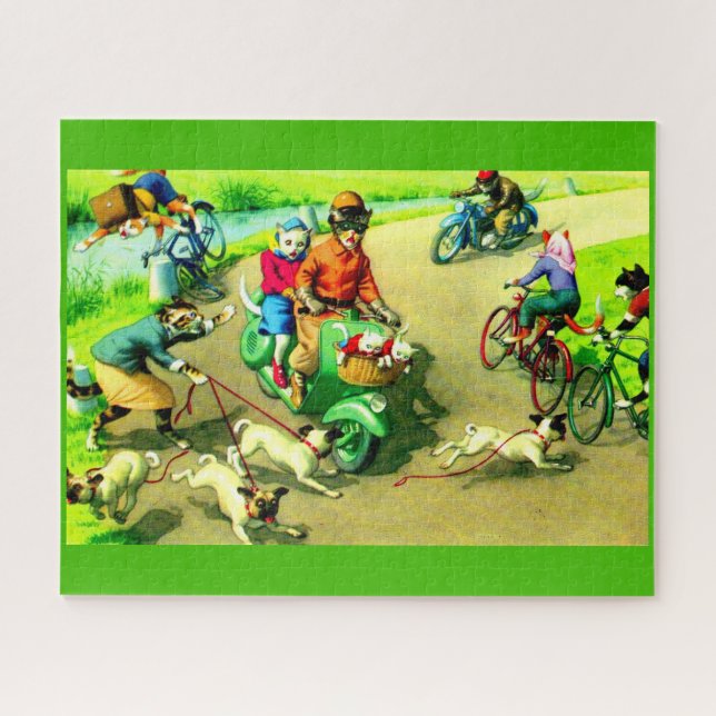 Puzzle Gatos de Mainzer en motocicletas y bicicletas (Horizontal)