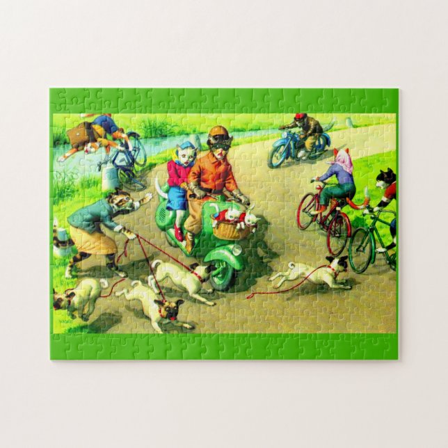 Puzzle Gatos de Mainzer en motocicletas y bicicletas (Horizontal)