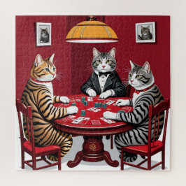 Puzzle Gatos de mesa jugando al póquer
