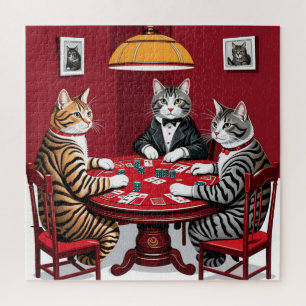 Puzzle Gatos de mesa jugando al póquer